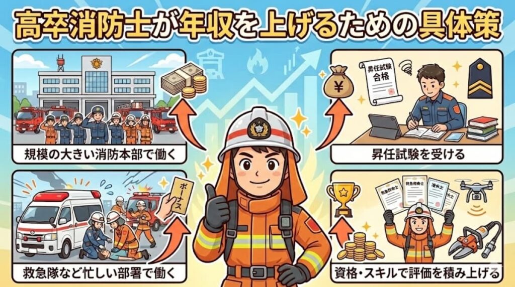 高卒消防士が年収を上げるための具体策4選