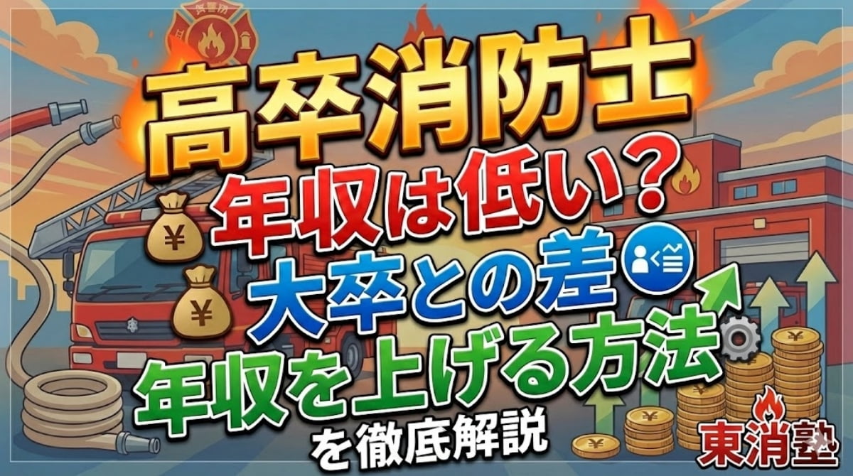 高卒消防士の年収は低い？大卒との差や年収を上げる方法を徹底解説