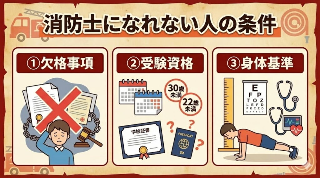 消防士になれない人の条件を3つのカテゴリーで解説