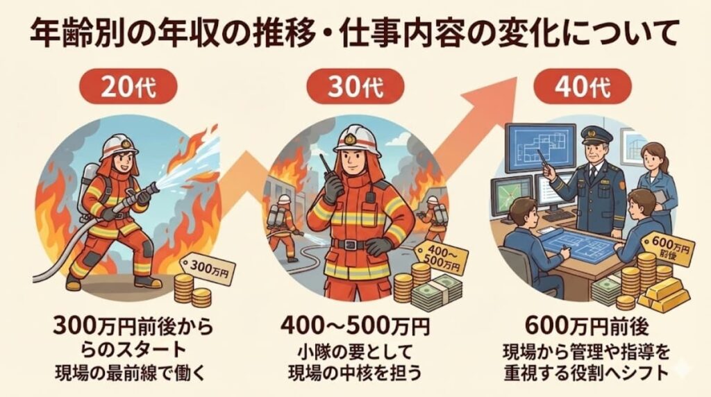 年齢別の年収の推移と仕事内容の変化について