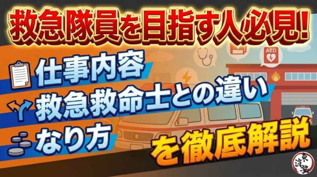 救急隊員を目指す人必見！仕事内容・救急救命士との違い・なり方を徹底解説